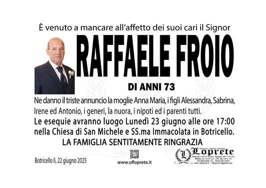 RAFFAELE FROIO DI ANNI 73