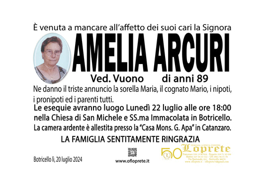AMELIA ARCURI VED. VUONO DI ANNI 89