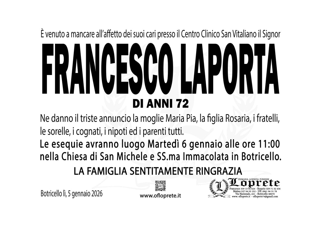 FRANCESCO LAPORTA DI ANNI 72