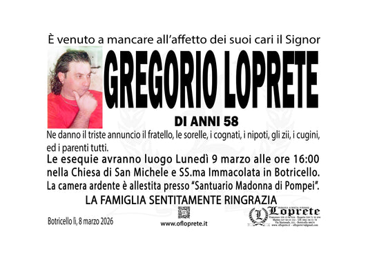 GREGORIO LOPRETE DI ANNI 58