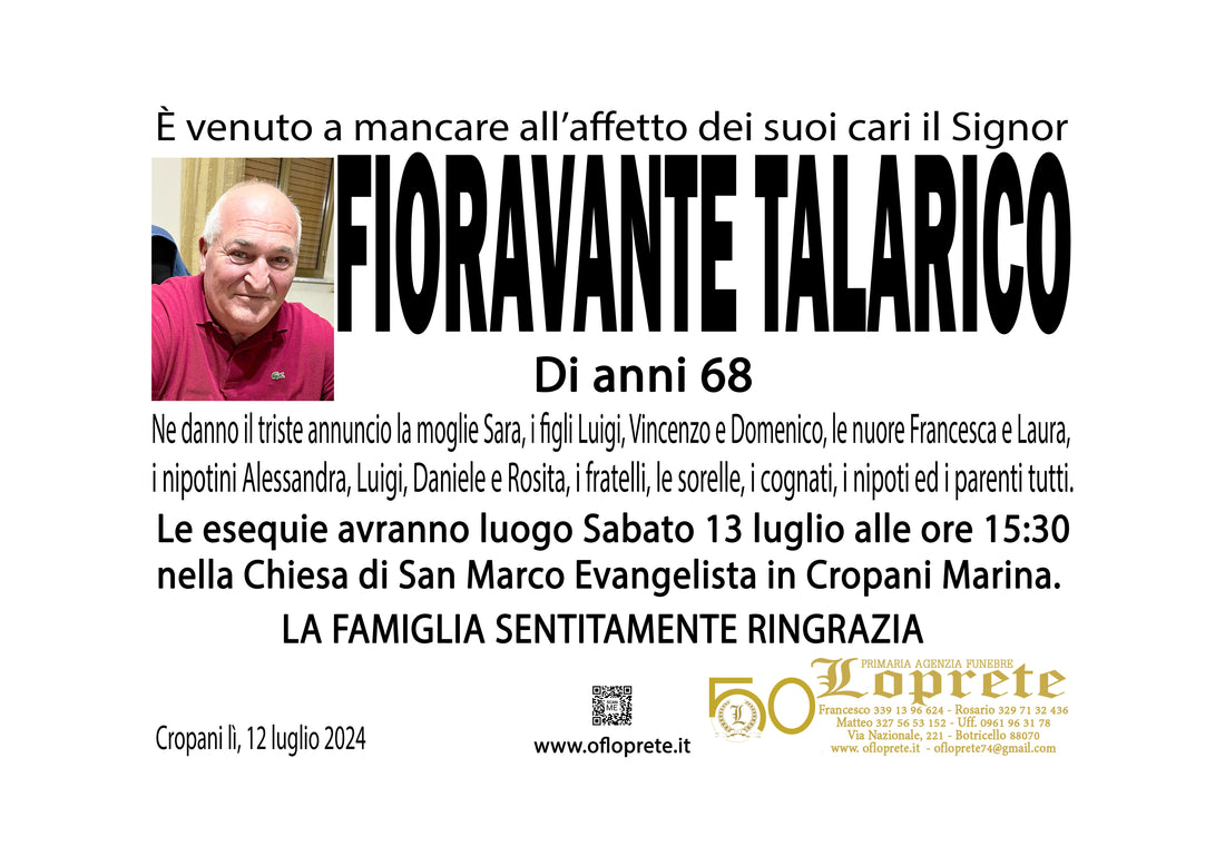 FIORAVANTE TALARICO DI ANNI 68
