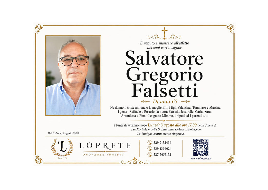 SALVATORE GREGORIO FALSETTI DI ANNI 65