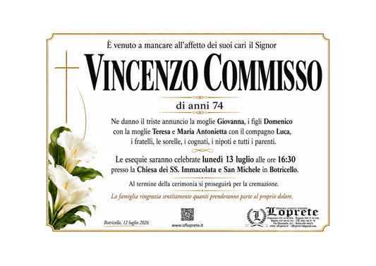 VINCENZO COMMISSO DI ANNI 74