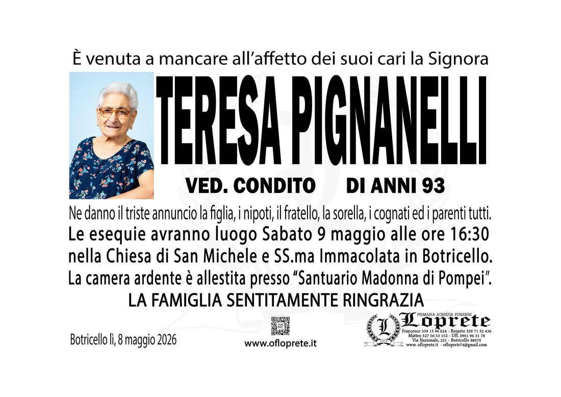 TERESA PIGNANELLI VED. CONDITO DI ANNI 93