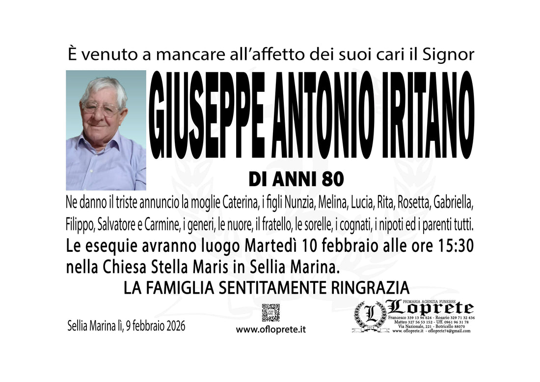 GIUSEPPE ANTONIO IRITANO DI ANNI 80
