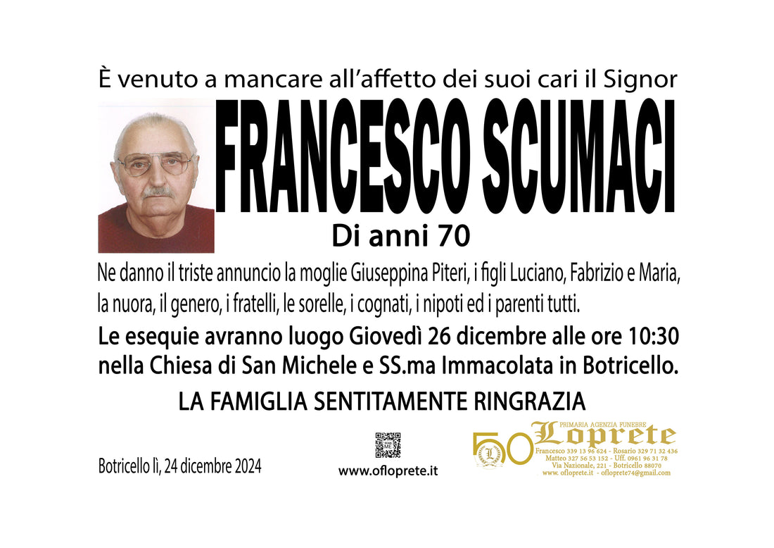 FRANCESCO SCUMACI DI ANNI 70