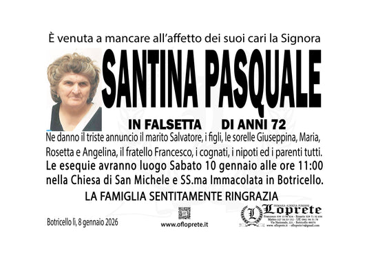 SANTINA PASQUALE IN FALSETTA DI ANNI 72