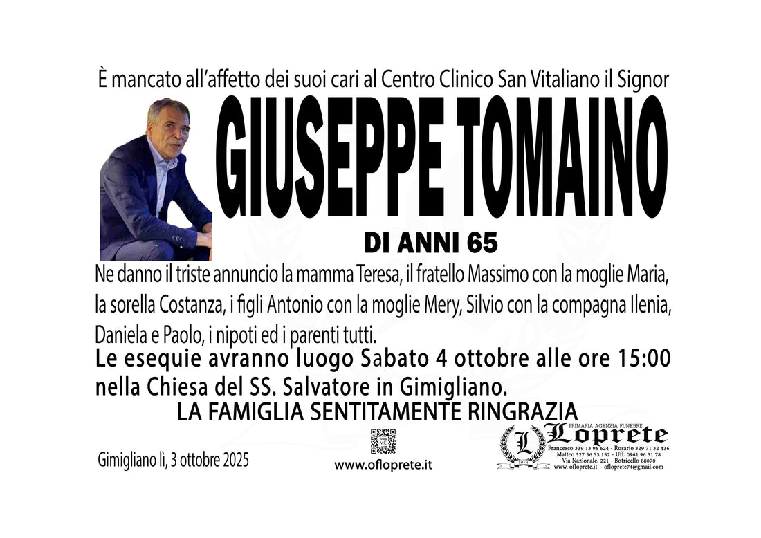 GIUSEPPE TOMAINO DI ANNI 65
