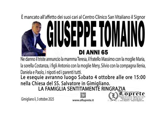 GIUSEPPE TOMAINO DI ANNI 65