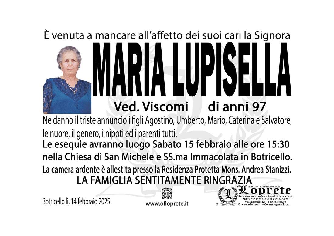 MARIA LUPISELLA VED. VISCOMI DI ANNI 97
