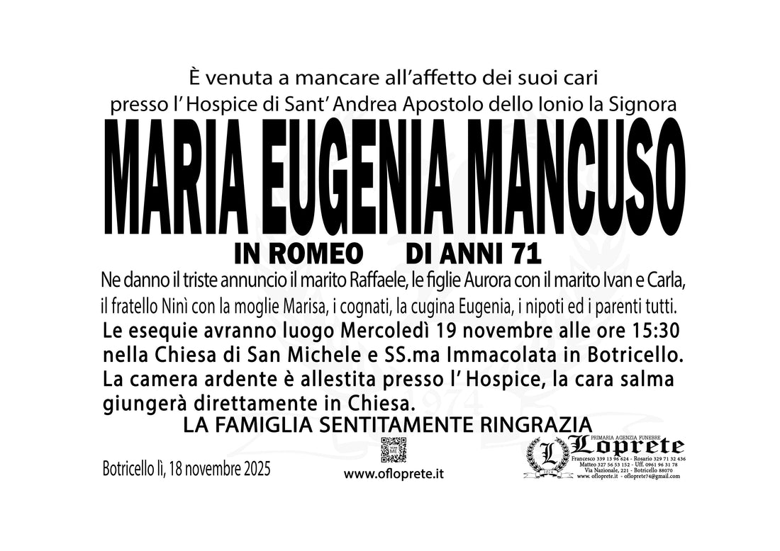MARIA EUGENIA MANCUSO IN ROMEO DI ANNI 71