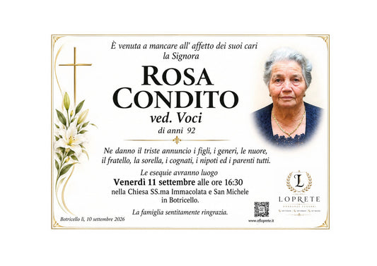 ROSA CONDITO VED. VOCI DI ANNI 92