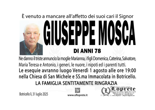 GIUSEPPE MOSCA DI ANNI 78