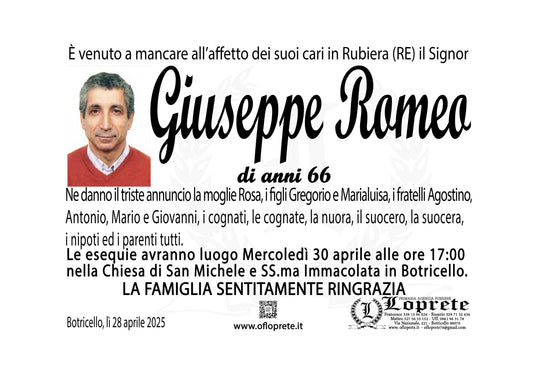GIUSEPPE ROMEO DI ANNI 66