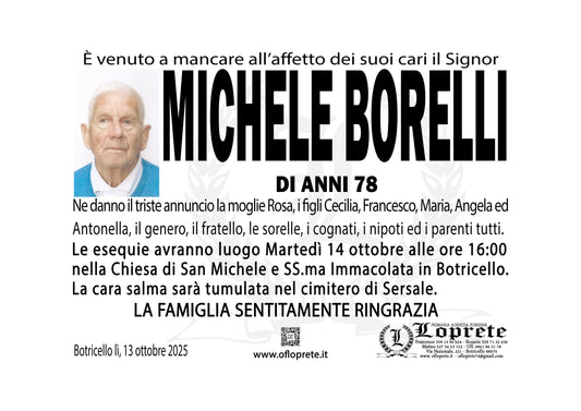 MICHELE BORELLI DI ANNI 78