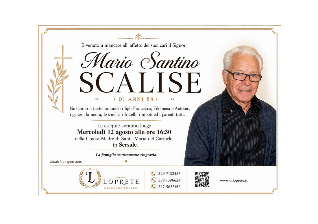 MARIO SANTINO SCALISE DI ANNI 88