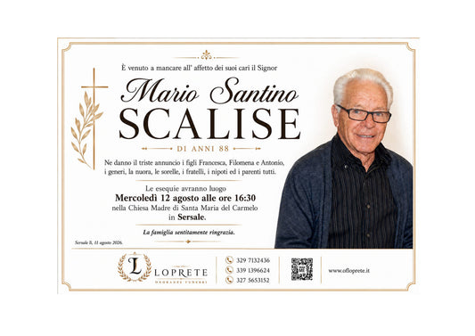 MARIO SANTINO SCALISE DI ANNI 88