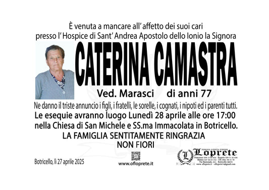CATERINA CAMASTRA VED. MARASCI DI ANNI 77
