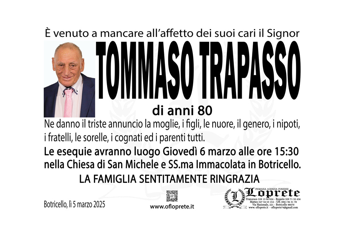 TOMMASO TRAPASSO DI ANNI 80