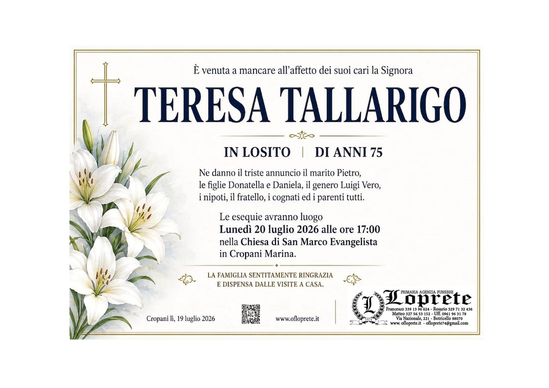 TERESA TALLARIGO IN LOSITO DI ANNI 75
